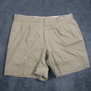 Vintage Chino Shorts Mens 38 Khaki Pleated Front Made in USA Twill 00465